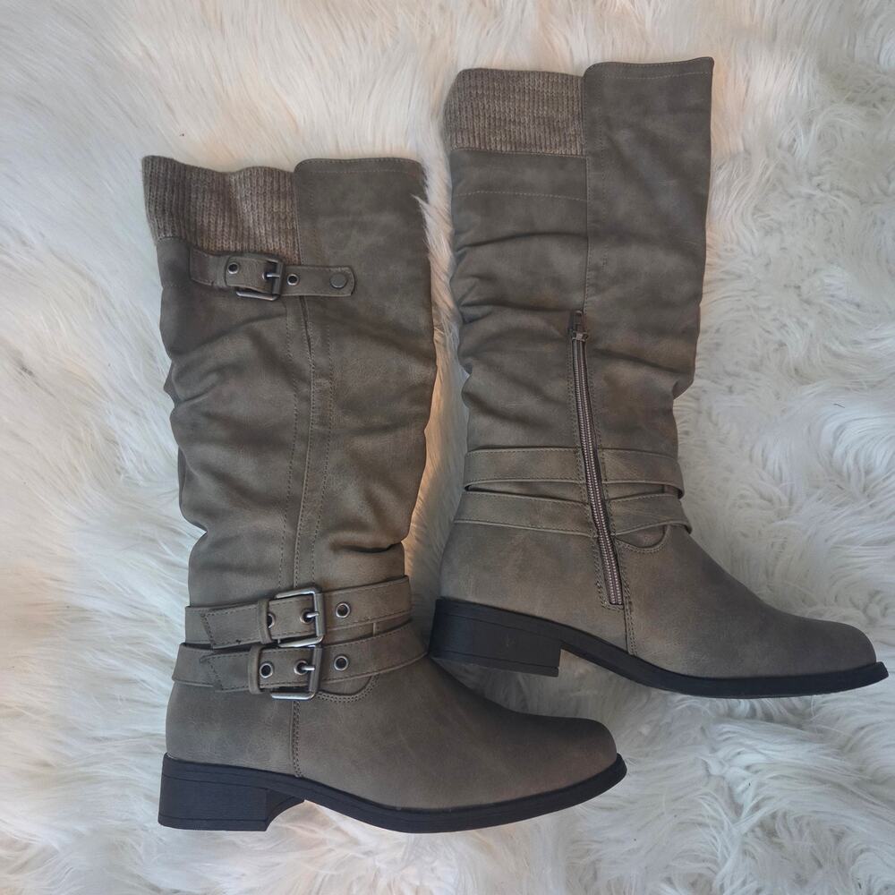 Green Suede Look Boots Sz 6.5